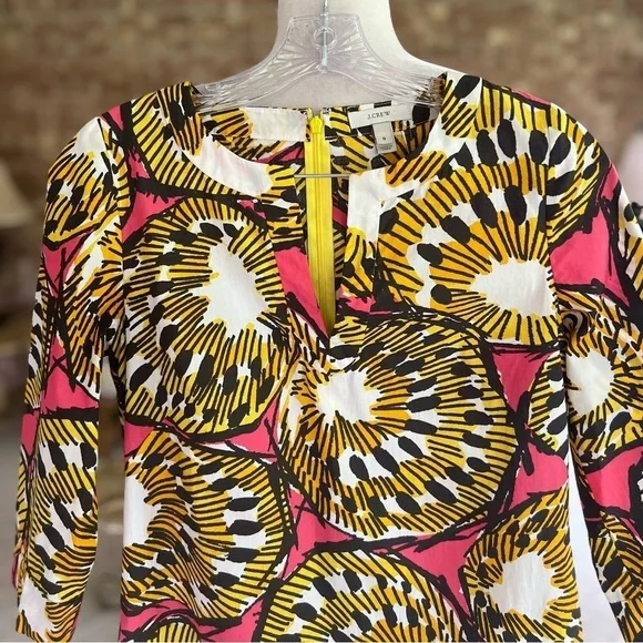 J. Crew Ratti Electric Kiwi Dress Yellow Pink Shift Mini 0 - Picture 5 of 17